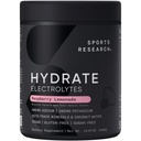 Sports Research® Hydrate Electrolytes Powder - Sugar-Free & Naturally는 비타민, 미네랄 및 코코넛 워터로 맛을냅니다. Hydration - Raspberry Lemonade - 90 서빙