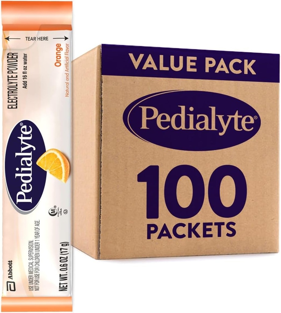 Pedialyte Electrolyte 분말 패킷, 오렌지, 하이드로 션 음료, 100 단 하나 조각 분말 패킷