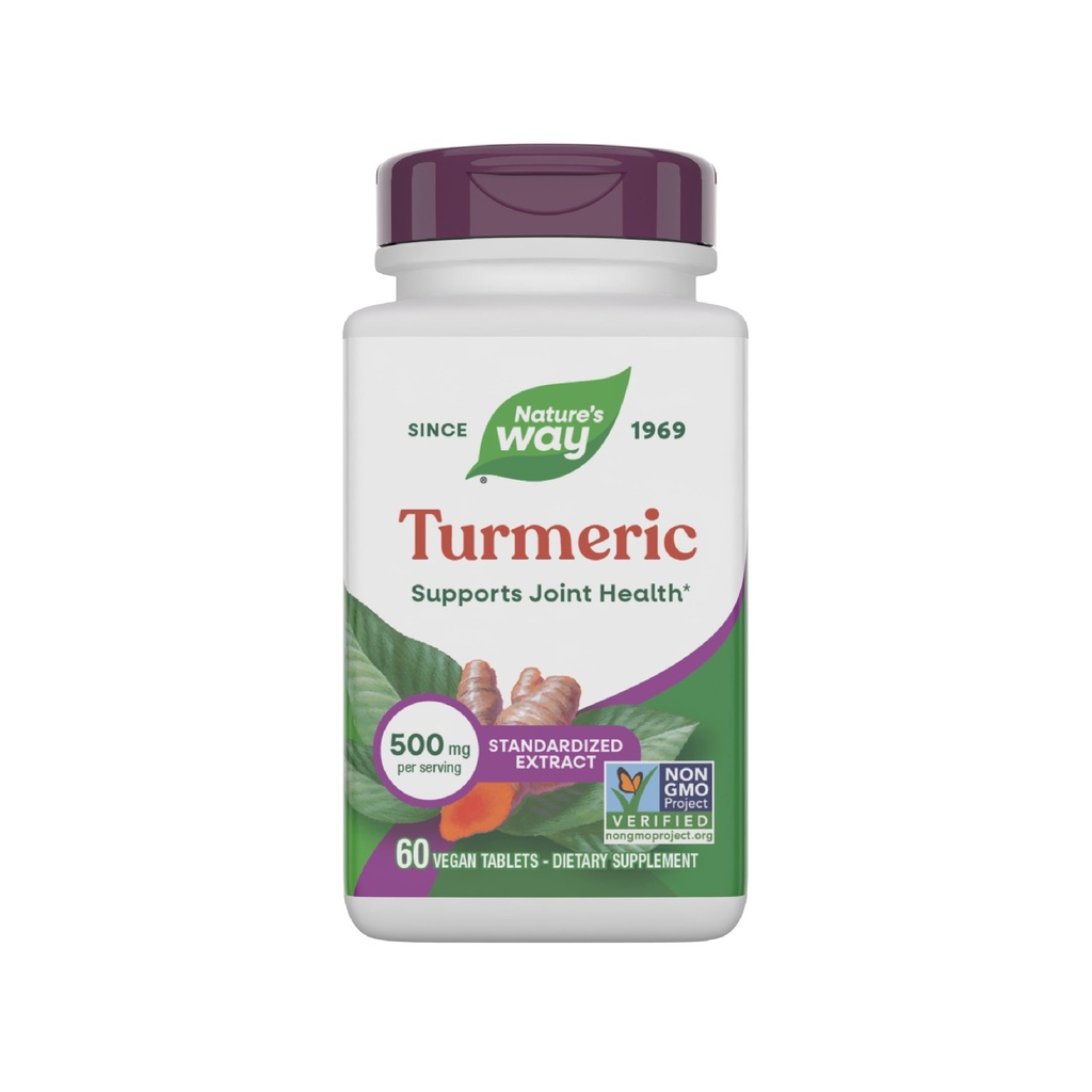 Nature 's Way Turmeric, 프리미엄 추출물, 95 % Curcuminoids, 500 mg 서빙, Non-GMO 프로젝트 검증 된 보충제, 60 정제 (패키지 May Vary)