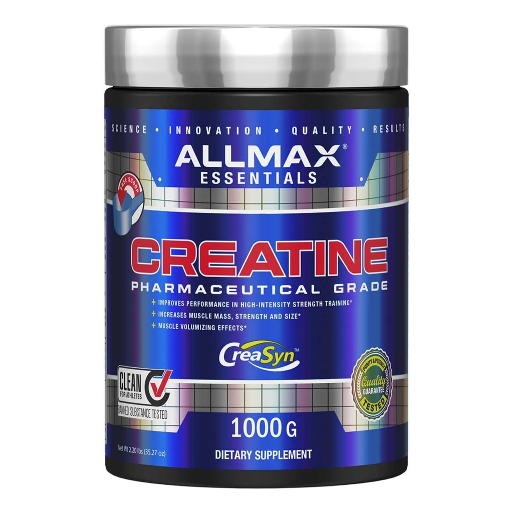 ALLMAX Essentials CREATINE - 1000 g 파우더 - 성능 및 훈련 강도 향상 - Vegan & Gluten 무료 - 200 서빙