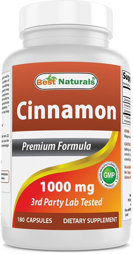 최고의 자연 Cinnamon 2000 mg은 Chromium 400 mcg과 동일 - 대사 지원 - 180 캡슐