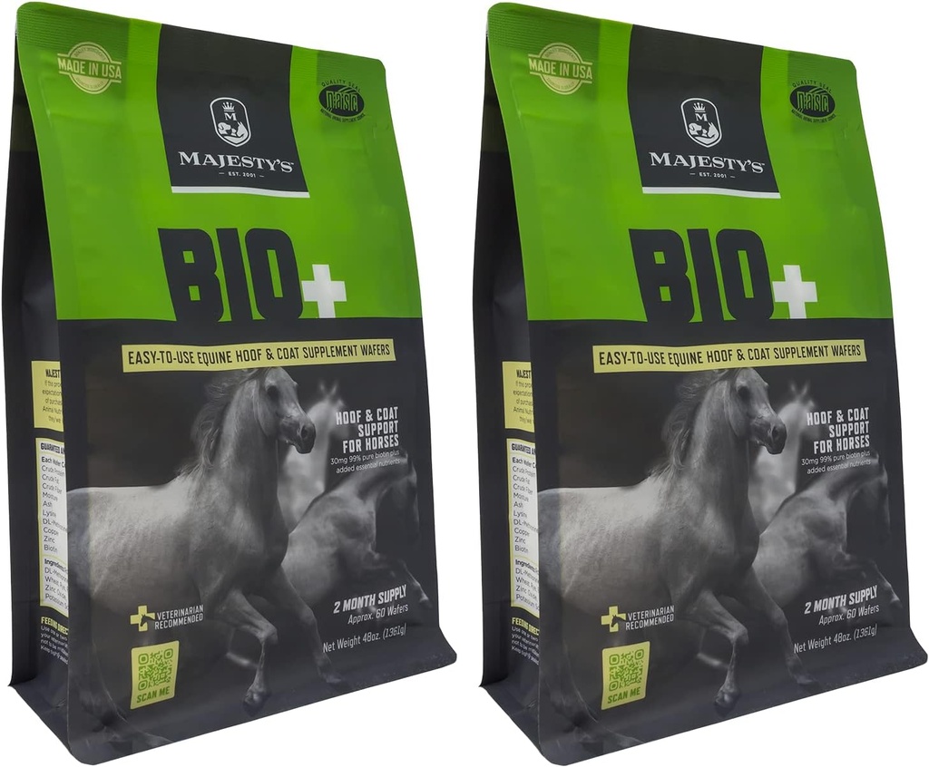 Majesty's BIO+ Biotin Wafers - 우량한 말/Equine Hoof와 외투 지원 보충교재 - 구리, 아연, Lysine, Methionine (2 팩 (120 조사 합계))