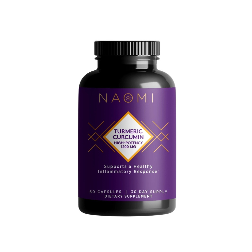 NAOMI Turmeric Curcumin 고순도 1,200 mg, 95 % Curcuminoids & BioPerine Black Pepper Extract to Boost 2000 %, Extra-Strength Joint, Muscle, Brain Support, 60 Caps, 30 일 공급
