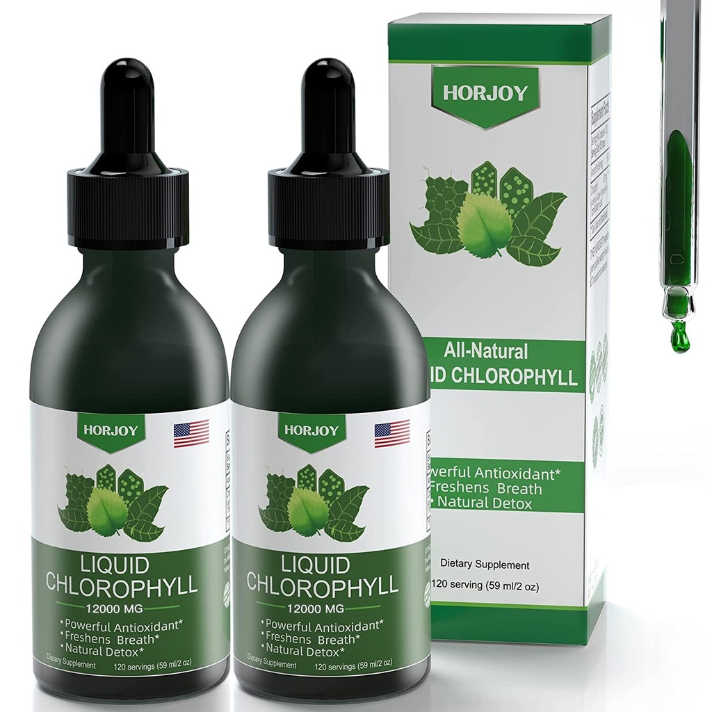 Chlorophyll 액체 방울 - 100 % 천연 에너지 부스터 및 면역 지원 - 내부 탈취제 및 해독 - 고도 Sickness 완화 - 빠른 흡수, Vegan & Non-GMO - 120 서빙 (팩 2)