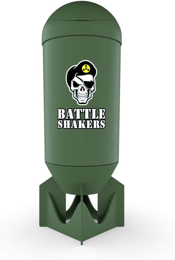 Battle Shakers Bomb | 군 테마 쉐이커 병 | 스토리지 구획이있는 누설 단백질 컵 | 혼합 단백질 분말 및 기타 | 내구성 및 접지 닦은 안전 | 20 Oz