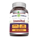 놀라운 수식 Inositol 500 mg 200 캡슐 보충 | 비타민 B8 | Non-GMO | 글루텐 프리 | 미국에서 제작