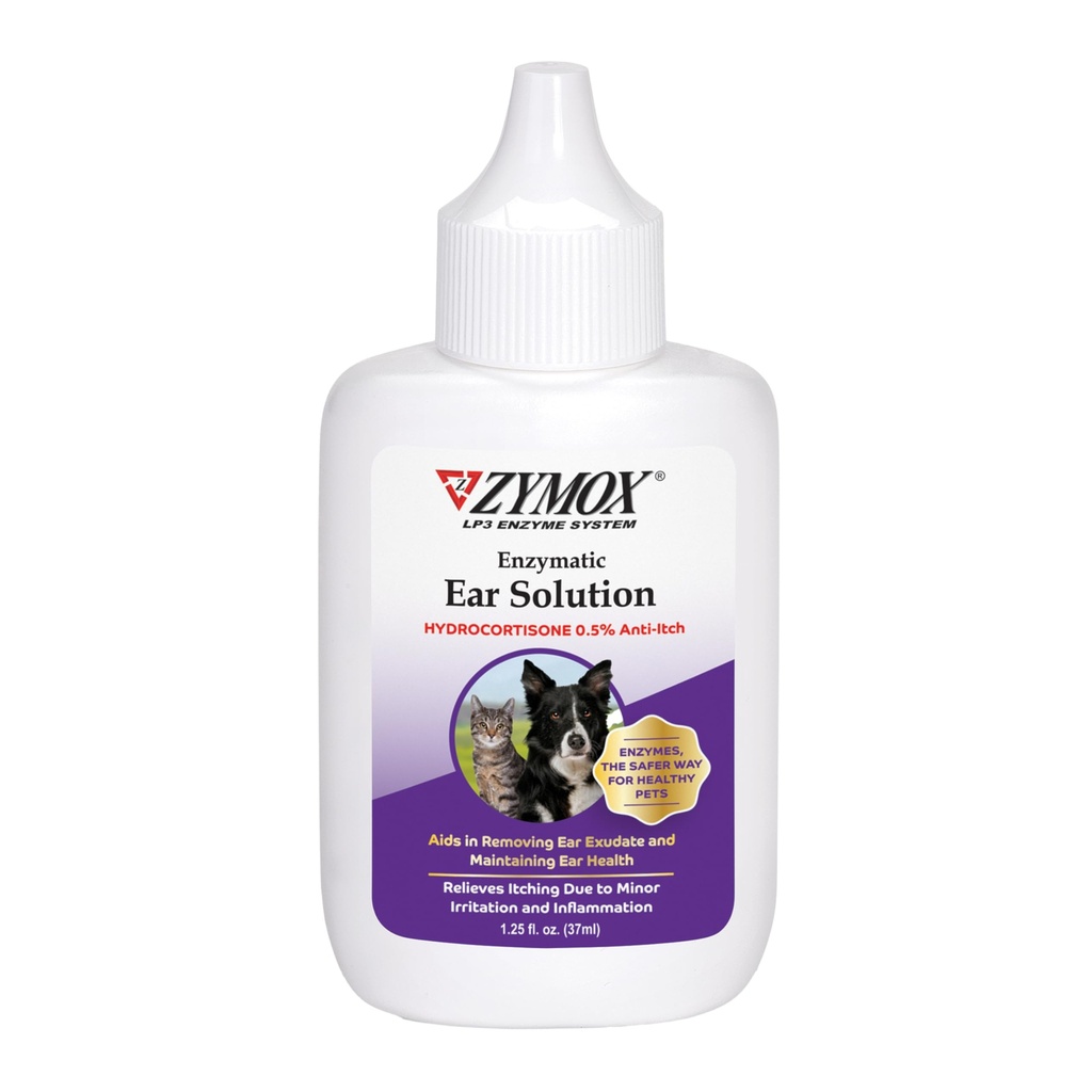 ZYMOX 효소 귀 해결책 0.5-Percent Hydrocortisone를 가진, 개 & 고양이를 위한, 1.25 oz