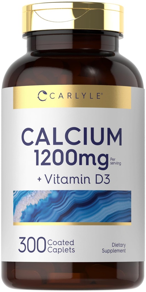 비타민 D3를 가진 Carlyle 칼슘 1200mg | 300의 모자 | Non-GMO, 글루텐 없음, 및 채식주의자