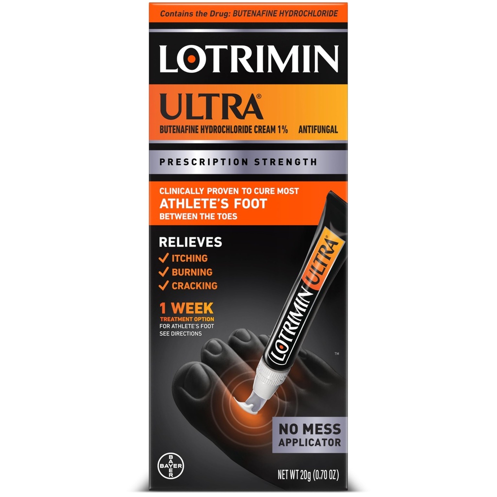 터치 어플리케이터,1 Week Athlete's Foot Treatment Cream에 매우 노출됩니다. 처방전 힘 Butenafine 염산염 1%의 Toes, Antifungal, 0.7 oz (20 그램) 사이 대부분의 Athlete의 발