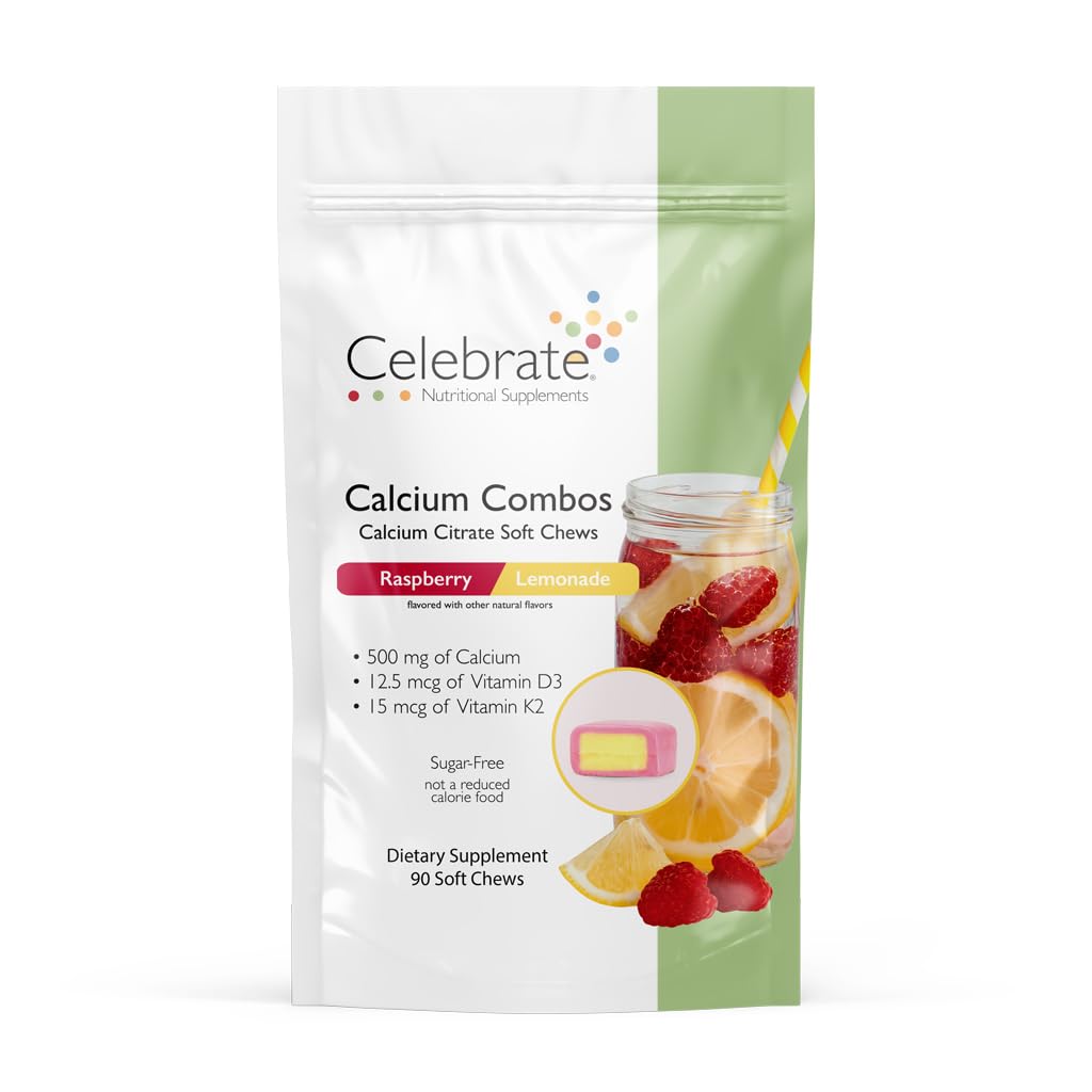 500 IU 비타민 D3를 가진 비타민 Bariatric 500mg 칼슘 Citrate 연약한 Chews 결합 - Gastric 우회 환자 & 뼈 건강을 위한 근본 - 설탕 & 글루텐 자유로운, Rasperry Lemonade (90 Chews)
