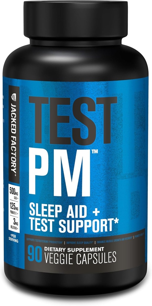 Jacked 공장 시험 PM 테스토스테론 승압기 & Sleep Aid는 남자를 위한 보충을, 승진시킵니다 회복, 근육 성장, 90의 자연적인 Veggie 알약 - 60의 조사 (1의 포장)