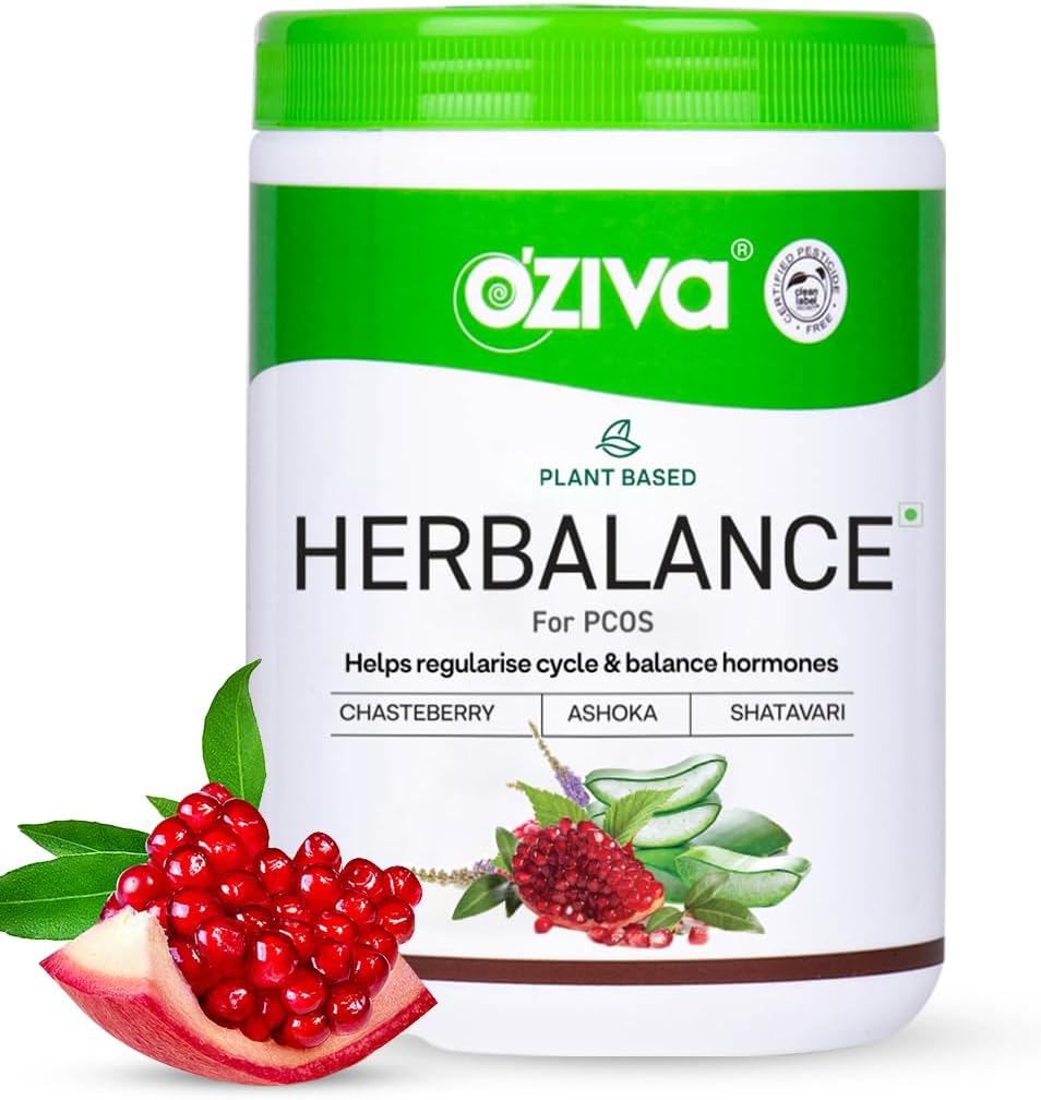 OZIVA Plant는 PCOS에 대한 HerBalance를 기반으로 합니다. | Hormonal Balance & Better Menstrual Cycle 여성용 PCOS Supplement | Inositol, Shatavari,Chasteberry, Ashoka 공인 Clean & Vegan, 250g
