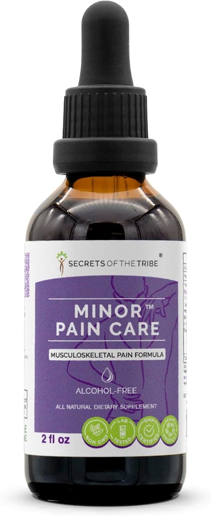 Minor Pain Care Alcohol-Free, 글리세리 나이트 프랭크, 심황, 화이트 윌로우, 베트 루트, 녹차, Feverfew. Tincture의 초본 추출물 Musculoskeletal 고통 공식 2개 OZ