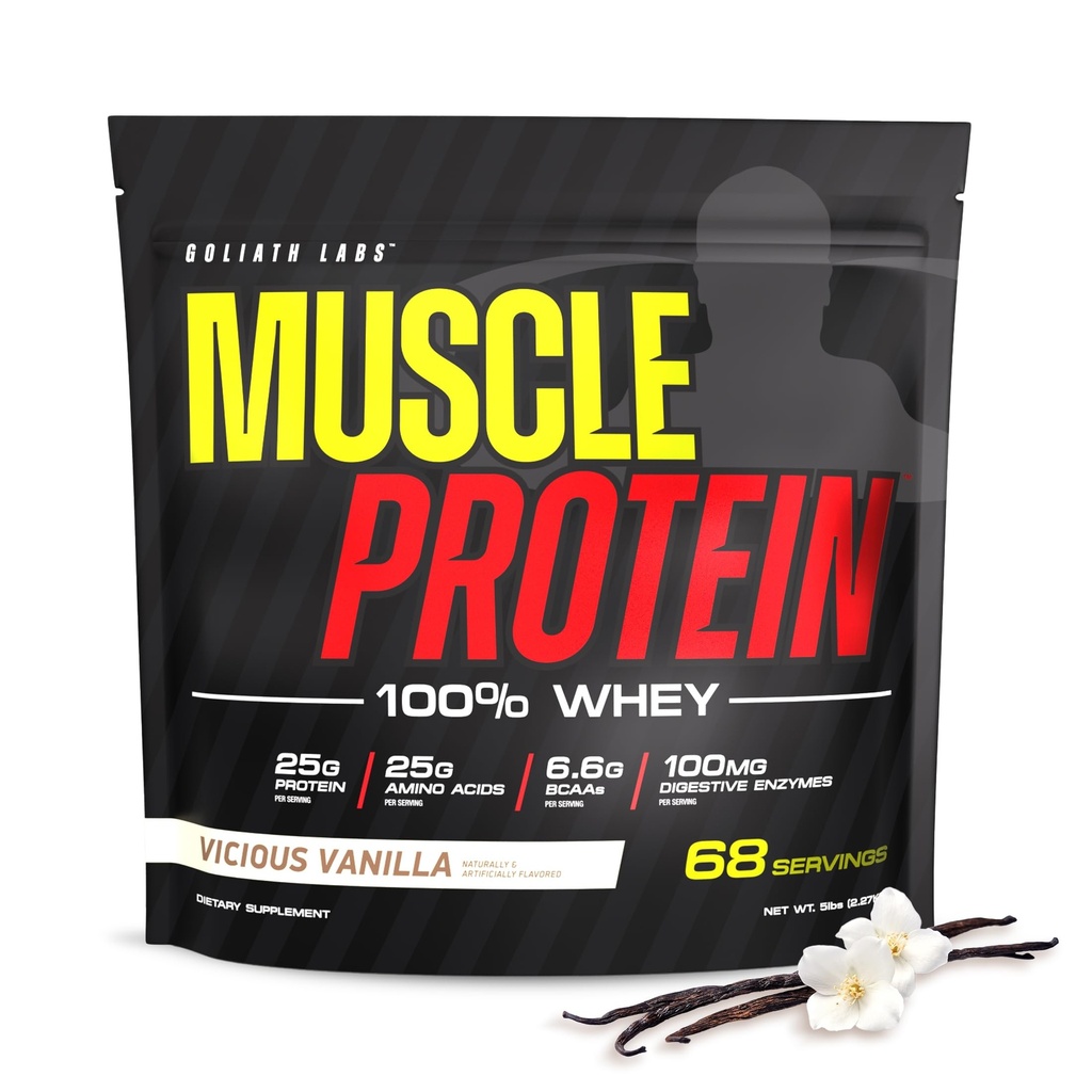 COLOSSAL LABS 근육 단백질 Whey 분말 [1의 5개 lbs/Pack] - 냉각된, 25g 순수한 단백질, 6.6g BCAAs (5LB, 바닐라 포장)