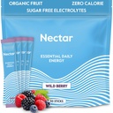 Nectar Energy Booster - 유기 카페인, B12 & Electrolytes - Sugar Free & Zero Calorie - 건강한 커피, 에너지 음료 및 소다 대안 - Hydration & Energy Supplement (베리 30 분말 패킷)