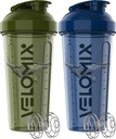 VELOMIX -2 팩 - 28 oz Protein Shaker Bottles for Protein Mixs - 2x Wire Whisk | 단백질 쉐이크 용 누출 방지 쉐이커 컵 | Pre Workout Shaker Bottle | 단백질 쉐이크 그린 및 블루 용 쉐이커
