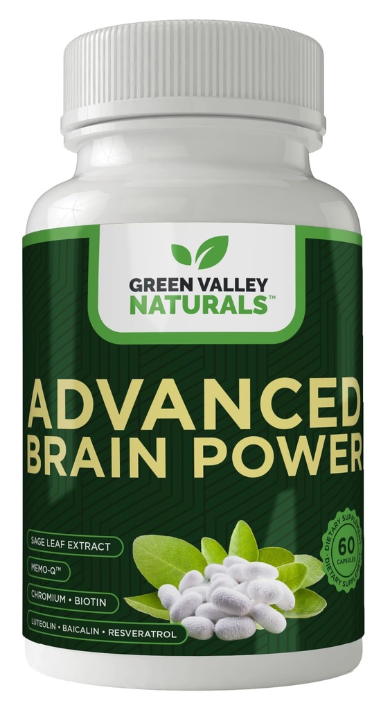 GREEN VALLEY NATURALS - 진보된 두뇌 힘 - 건강한, 정상적인 뇌 기능, 초점 및 농도를 지원하고, 건강한 뇌 Clarity를 지원하기 위하여 임상적으로 공식화했습니다. (1 병, 60, 조사)