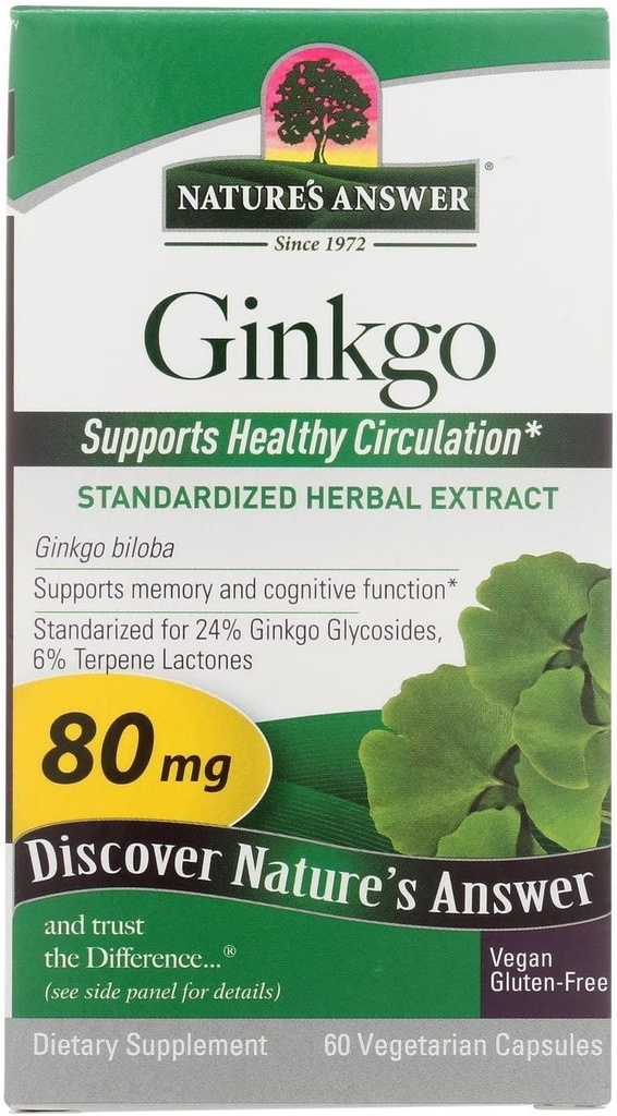 자연의 답변 Ginkgo 잎 채식 캡슐, 60-Count