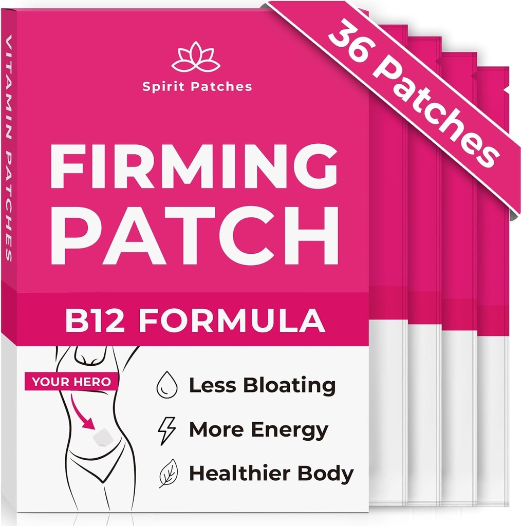 B12 패치 (Pack of 36) - 여성, 에너지 및 바디 지원을위한 100 % 천연 비타민 패치, 자기 접착 투명 패치 - 향상된 공식