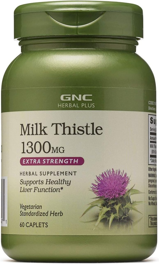 GNC 초본 플러스 우유 이틀 1300mg 보충교재, 여분 힘, 채식주의자, 지원 건강한 살아있는 기능, 60의 서빙