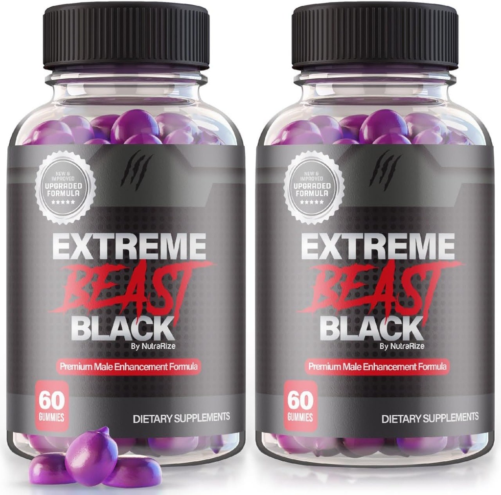 (2 팩) Extreme Beast Black Gummies - 남자를위한 극단 Beast Black Supplement, 피크 성능을위한 일일 공식, 극단 Beast Black Premium Formulation, ExtremeBeast 리뷰 (120 Gummies)