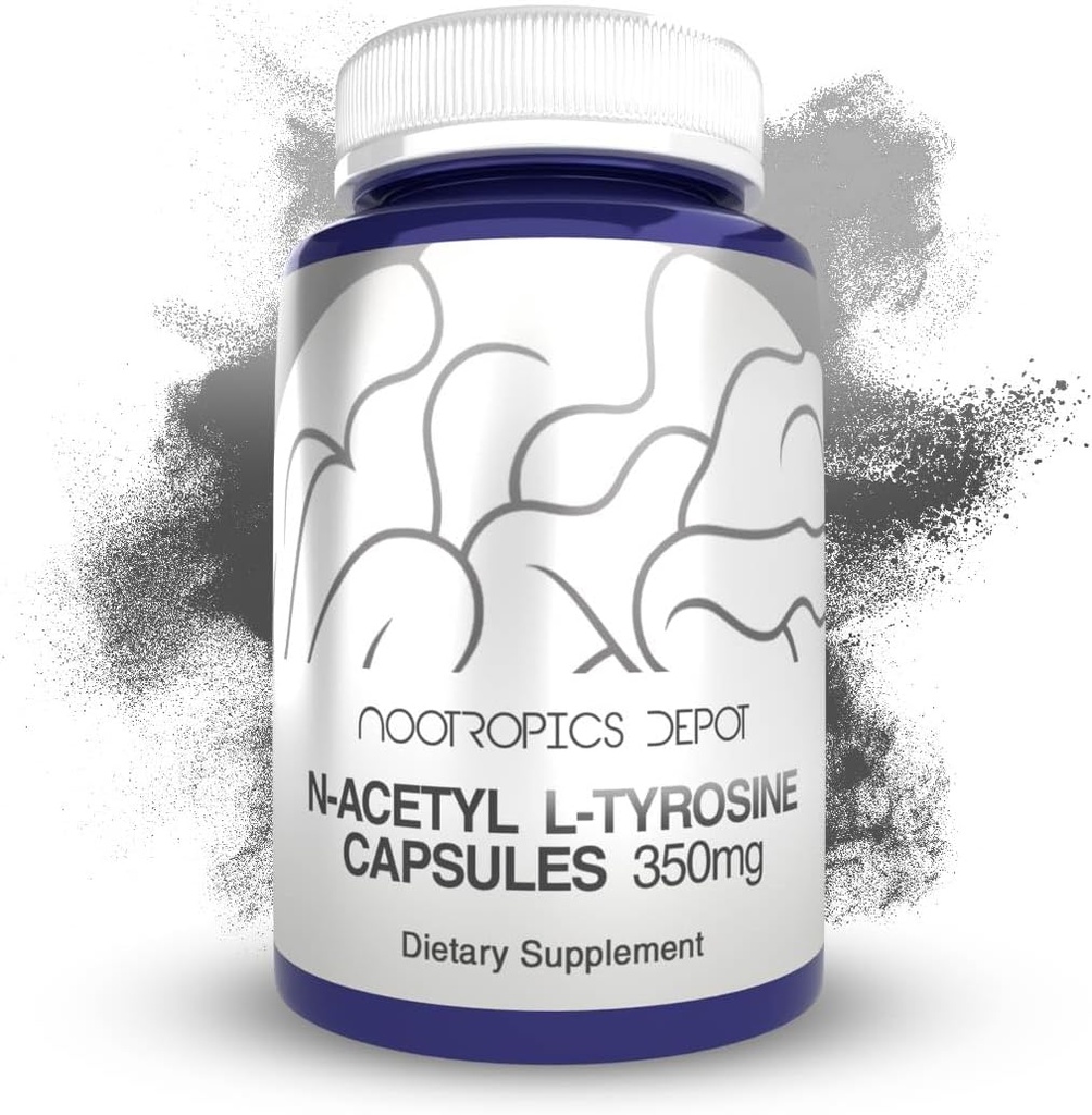 Nootropics Depot N-Acetyl L-Tyrosine 캡슐 | 350mg | 240 Count | NALT | 아미노산 보충교재 | 자연적인 보충교재 | 지원 기억, 학습, 초점, 건강한 긴장 수준