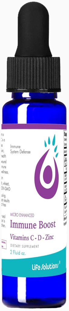 Life Solutions Liquid Immune Booster - Immune Support는 VIT d3 성인과 비타민 C와 아연을 보충합니다 - 성인을위한 면역 지원 및 면역 부스터 - 2 fl oz Dropper