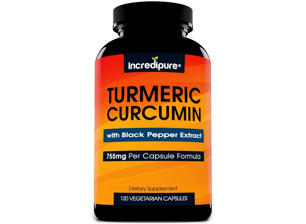 심황 Curcumin 보충교재 w/ BioPerine - 캡슐 당 755mg, Curcumin Incredipure에 의하여 120의 Veggie 모자