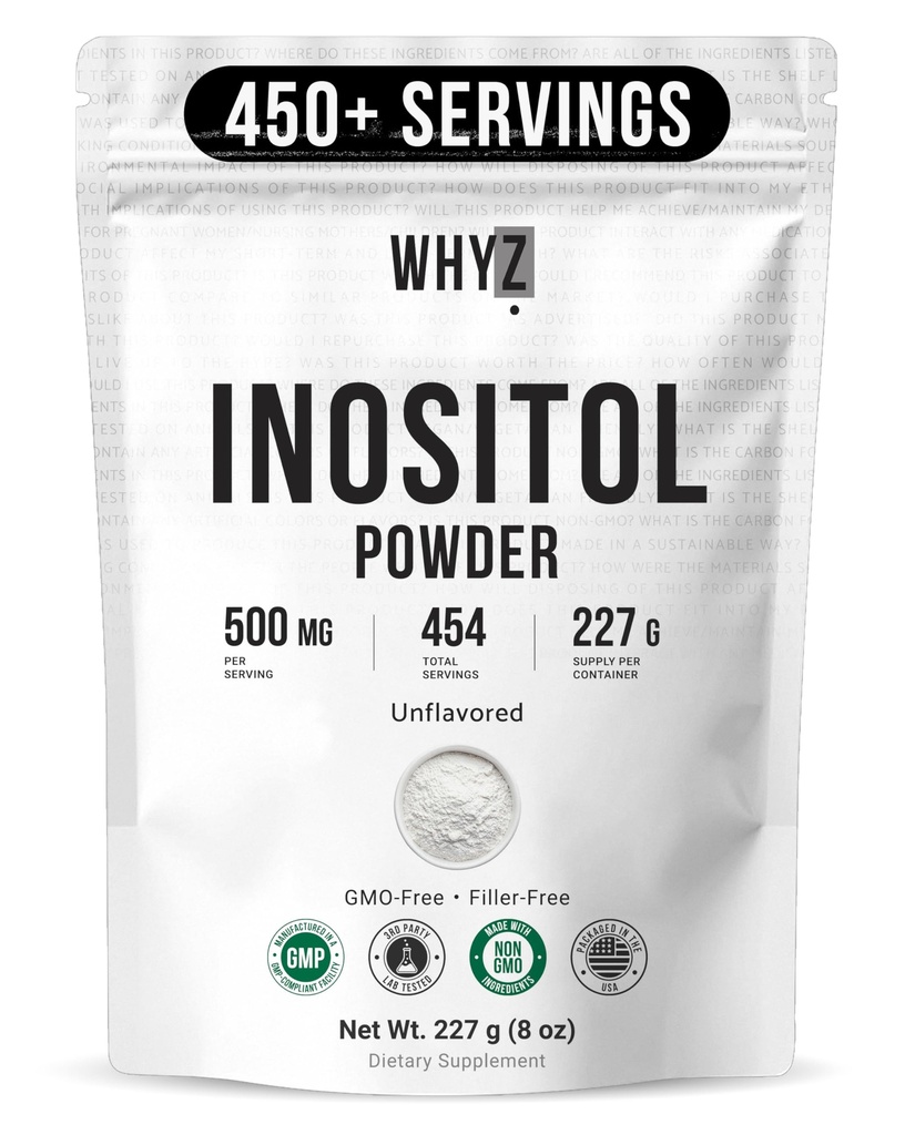 Myo-Inositol Powder 8oz, Ovarian Support, Fertility 및 Hormonal Balance, Pure Inositol Powder, Myo-Inositol Supplement for Energy, Brain Health, 454 서빙