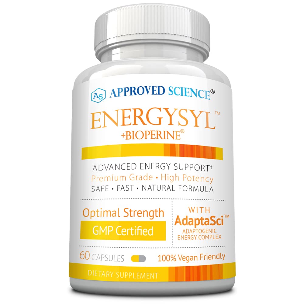 승인 과학 Energysyl - Caffeine Free - Adaptogens, B 비타민 및 Bioperine - 1 개월 공급 - 60 캡슐 - 미국에서 만든