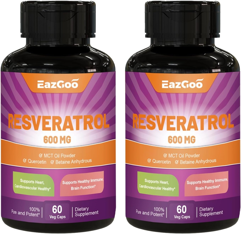 Resveratrol 600 mg의 Trans-Resveratrol 보충교재, 산화 방지제 건강 시효 지원 - 120의 캡슐