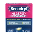 Benadryl Liqui-Gels Antihistamine 알레르기 약 & 찬 Symptom 기복, Diphenhydramine HCl의 25 mg를 가진 염료 자유로운 액체 젤과 같은 증상을 위한 Runny Nose, Sneezing & 더 많은 것, 48 ct