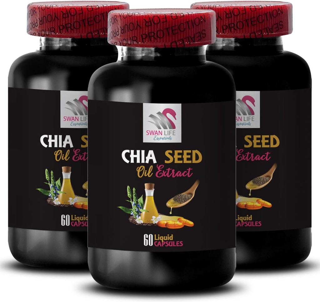 플랜트 기반 오일 - CHIA SEED OIL EXTRACT - 히팅 오일, 리치 질감, 헤어 케어, 광택 마무리, 천연 빛, 치아 혜택, 경량 질감, 순수한 수화, 바디 오일, 글로우 오일 3 병 180 캡