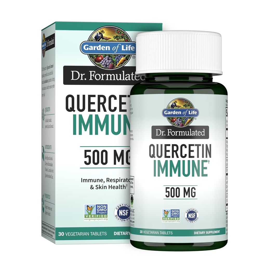 생활 Quercetin의 정원은 비타민 C, D & Probiotics를 가진 매일 면역 체계 지원 보충교재를 한 번 씩 돕습니다 – Immune 건강, 호흡기 및 피부 건강, 글루텐 자유로운, 비 GMO – 30의 정제