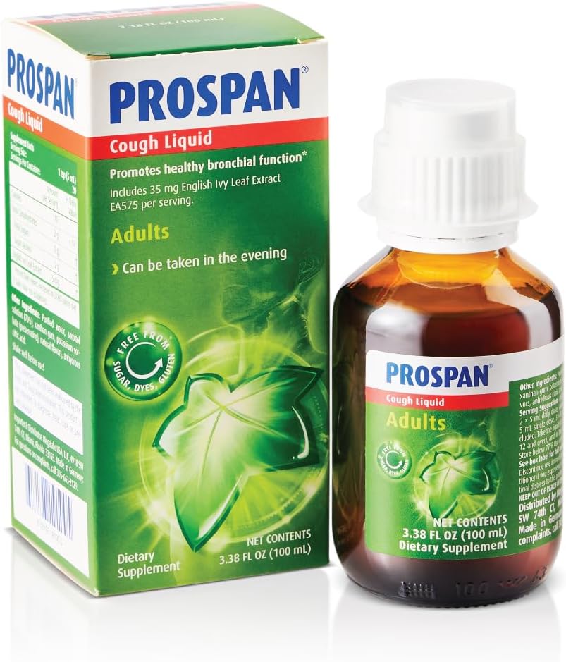 Prospan/Abrilar Cough Syrup + 성인을 위한 Proprietary 영어 Ivy 잎 추출물 EA575를 가진 Mucus - Soothes 기침, Mucus 기복, 추가된 설탕, 비 돌리기, 알콜 자유로운, 약 자유로운 - 100mL