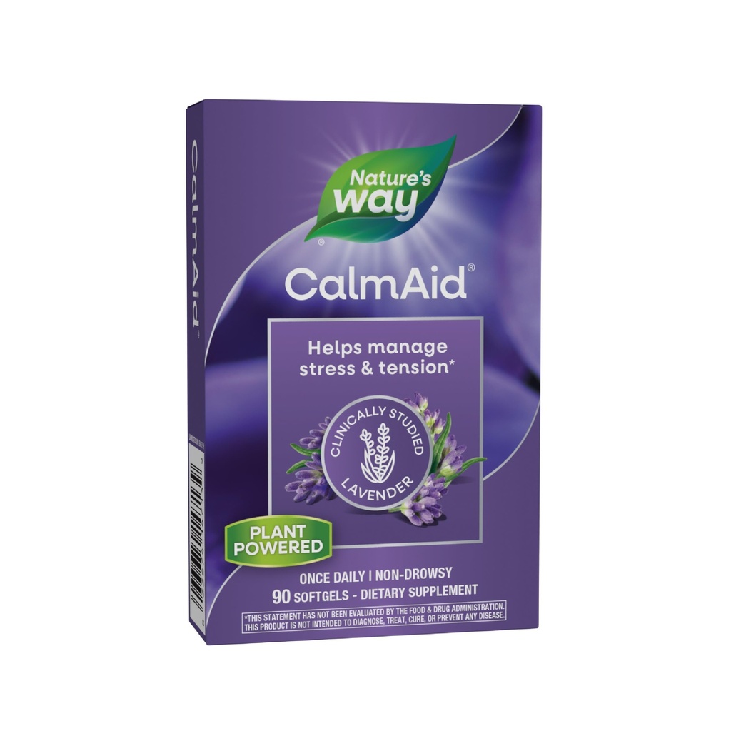 Nature's Way CalmAid, 스트레스와 긴장을 관리하는 데 도움이됩니다*, 임상적으로 장식 된 Lavender, Non-Drowsy, 90 Softgels