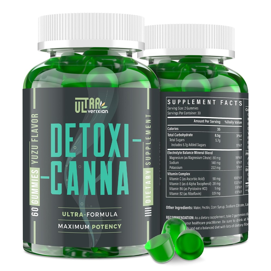 Detox Cleanse Gummies - Liver, Gut, Kidney Cleanse Detox & Repair, Rapid & effective Full Body Cleanse Best for Women and Men with Milk Thistle - 천연 플랜트 기반 Detox 보충, 60 구미