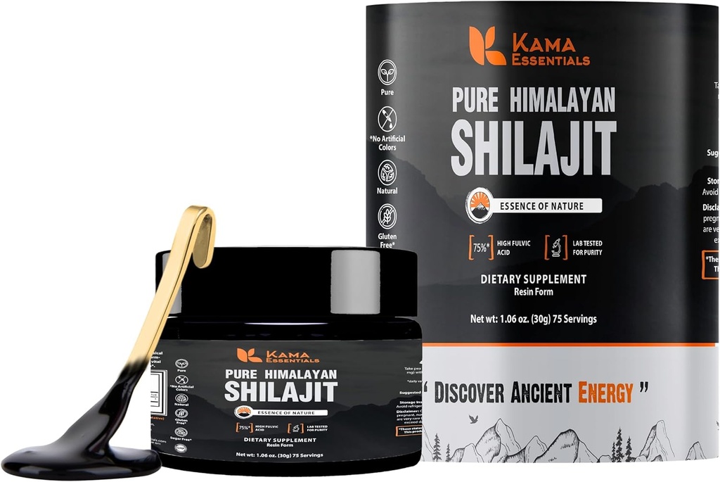 Himalayan Shilajit 수지 - 75 % Fulvic 산, 85 + 광물 - 에너지, 강도 및 웰빙을위한 골드 등급 Ayurvedic 보충 - 실험실 테스트 - 남성 및 여성을위한 30g Shilajit