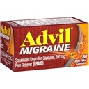 Advil Migraine 고통 Reliever, Solubilized Ibuprofen 200mg, 80 조사, 액체 채워진 캡슐, 강력한 Migraine 기복