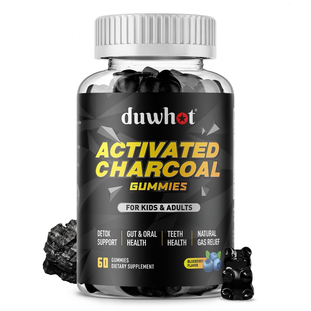 아이를 위한 활성화된 목탄 Gummies, 가스 기복, Detox, 소화 및 구두 건강, Vegan Blueberry 풍미, 60 조사를 위한 500mg Chewable 활성화된 목탄 보충교재