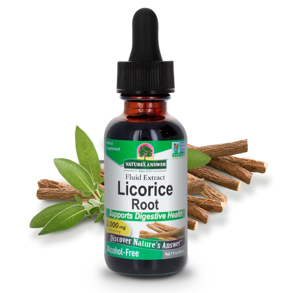 자연의 답변 Licorice 뿌리 | 초본 보충 | 소화 건강 지원 | Non-GMO & Kosher | 알코올 프리, 글루텐 프리 & 비건 1oz (2 팩)