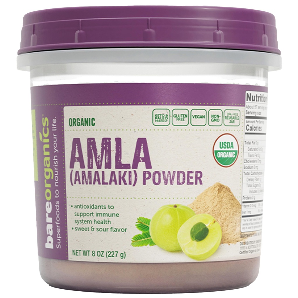 BareOrganics Amla, 인도 Gooseberry & Superfood 분말, 규정식 보충교재, 8 Oz