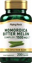 Piping Rock Bitter Melon 캡슐 | 1500mg | 200 알약 | Momordica Charantia Extract | 복합 허브 보충 | Non-GMO, 글루텐 무료