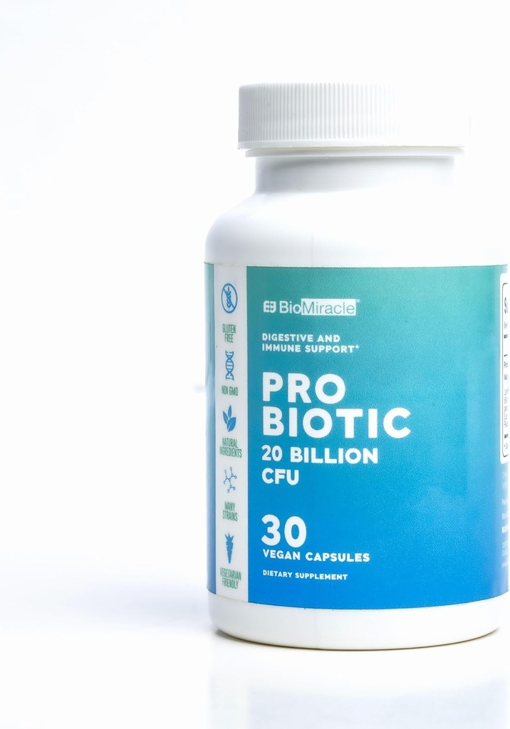 BioMiracle Pro Biotic 20 억 CFU, 글루텐 프리, 비 GMO, 천연 성분, 많은 Strains, 채식 친화적 인.