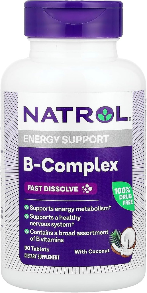 Natrol B-Complex, 빠른 용해, 코코넛, 90 정제