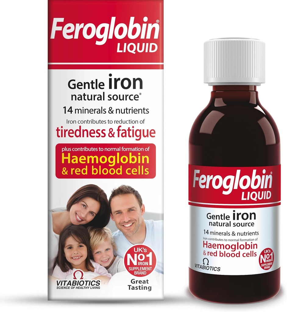 Feroglobin Gentle Iron and Nutrient Liquid - 타이어 및 피로 감소 | 건강과 활력 유지 | 천연 철 소스
