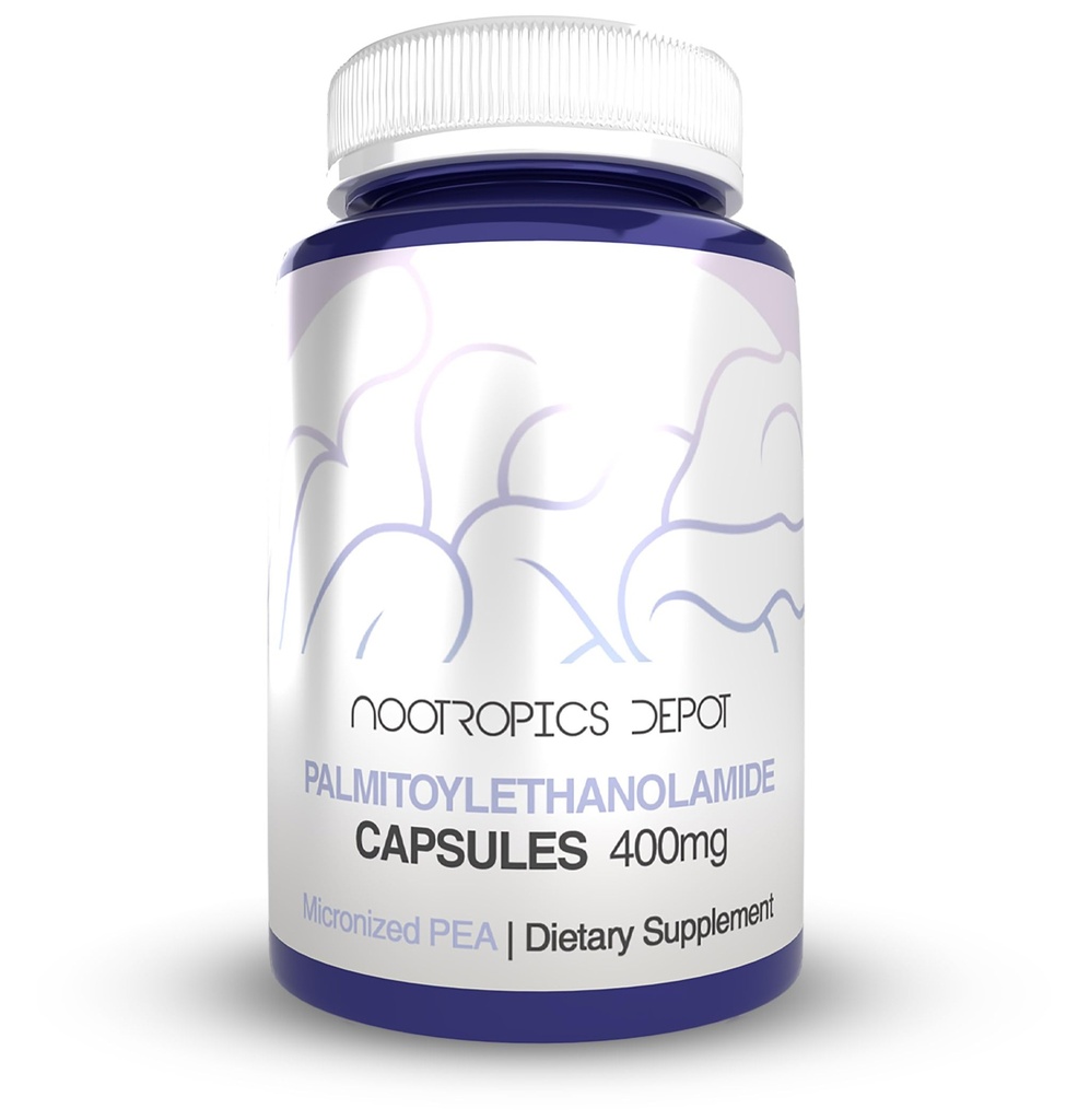 Nootropics Depot Palmitoylethanolamide 캡슐 | 완두콩 | 400mg 알약 | 30 Count | Discomfort Relief | 합동 기능 촉진