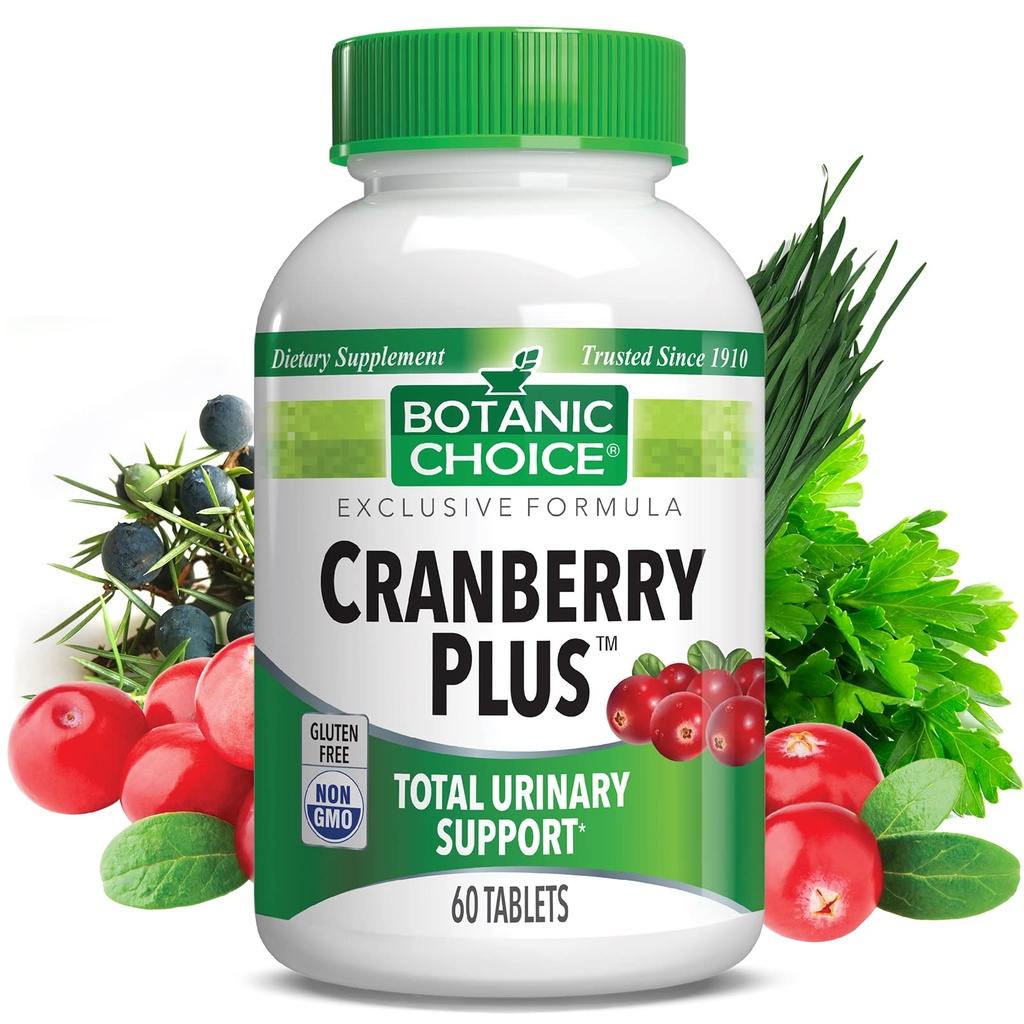 Botanic Choice Cranberry Plus Total Urinary Support - Cranberry Concentrate, Uva Ursi, Buchu, 칼슘 - 60 정제가있는 여성과 남성을위한 Urinary Tract 건강