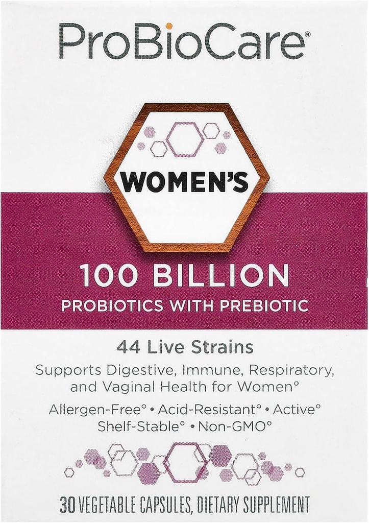ProBioCareProbiotic for Women 100 억 CFUs, 소화, 면역 및 Gut Health는 건강한 미생물 균형 및 영양 흡수 (30 식물성 캡슐)을 촉진