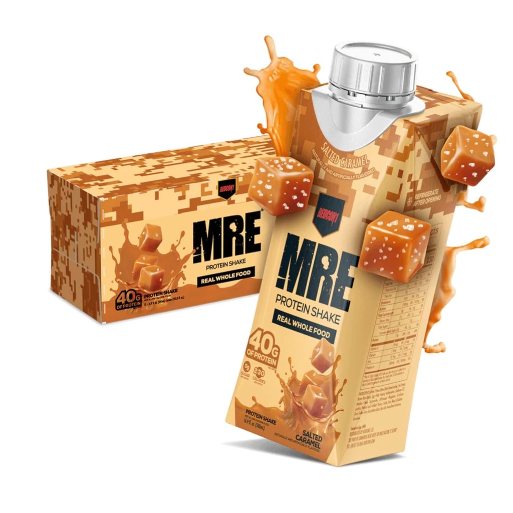 REDCON1 MRE 음료 Protein Shakes, Salted Caramel - 전체 식품 소스가있는 단백질 음료 - 설탕 무료 RTD Shake는 언제든지 연료 Athletes에 공식화 (12 팩)